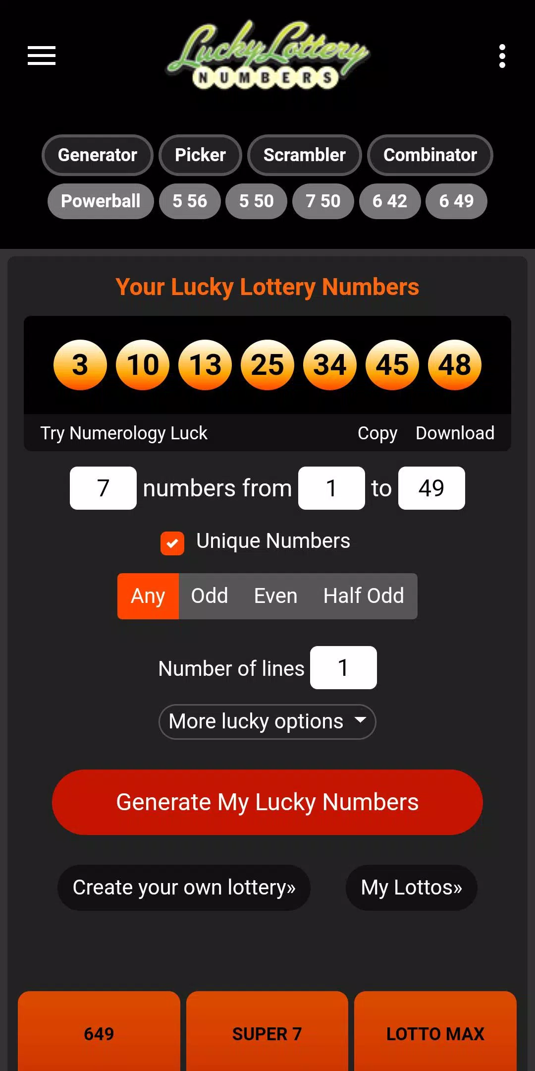 Download do APK de Lucky Lottery Number Generator para Android