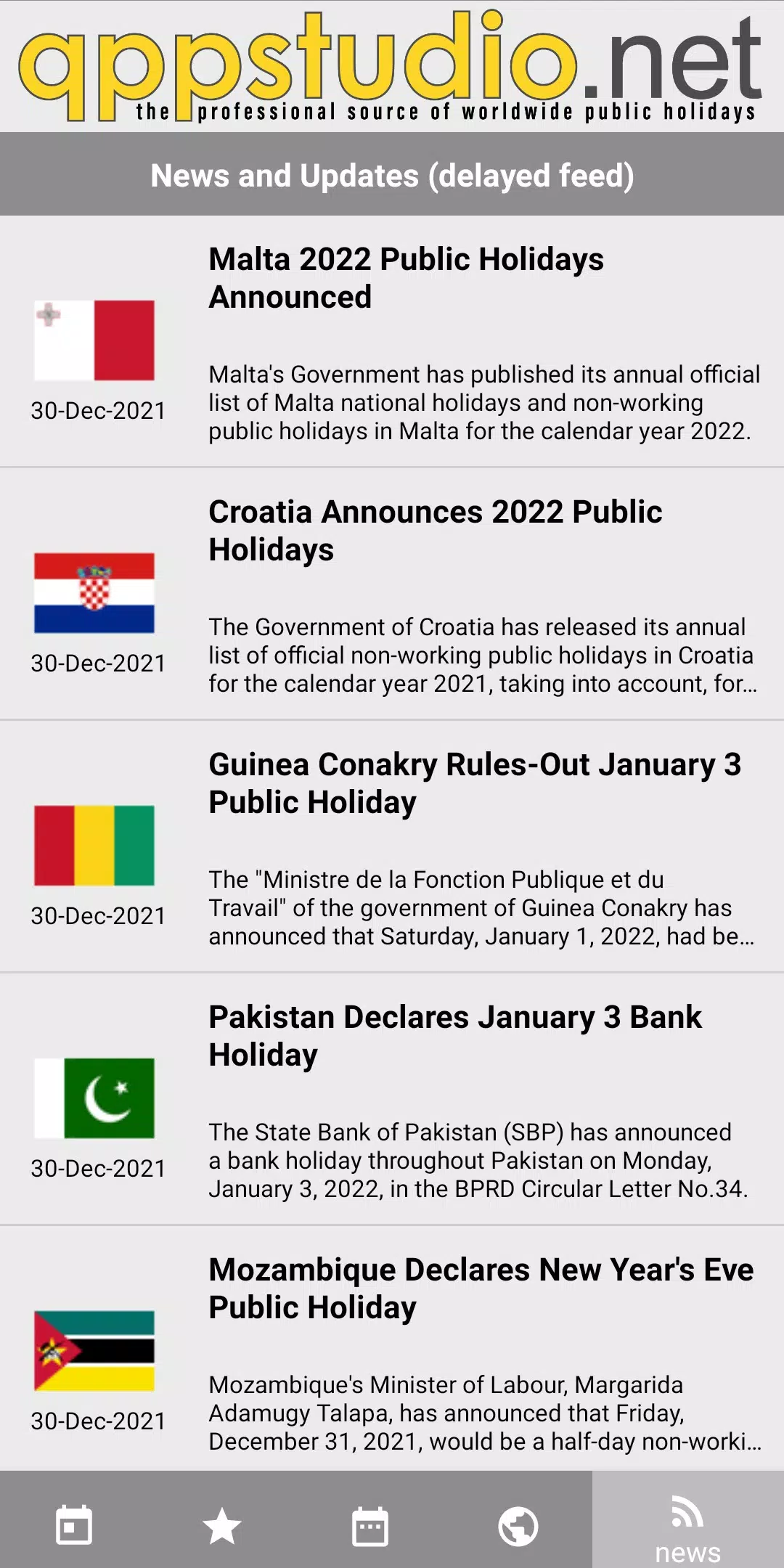 January 2022 public holidays