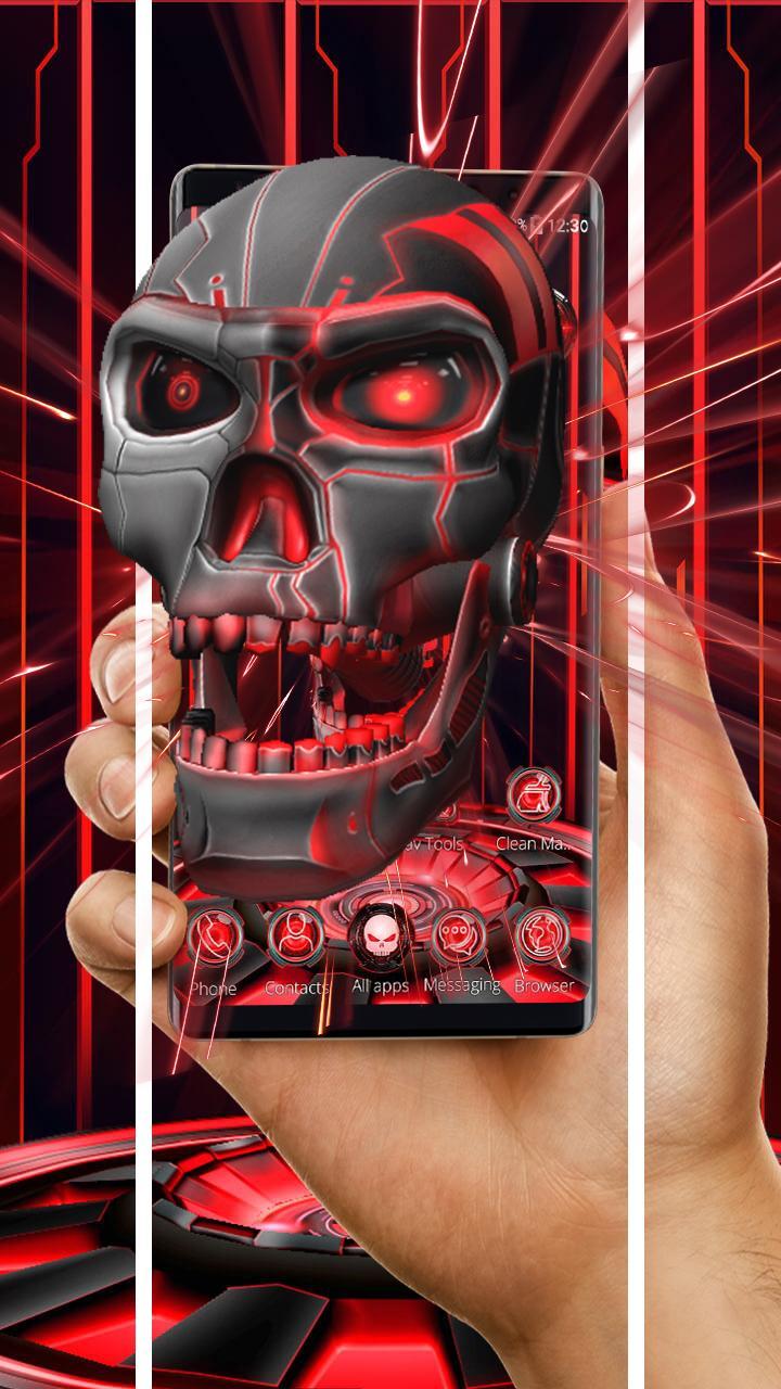 3d Tech Skull Launcher Evil Halloween Wallpaper For
