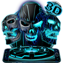 Tema 3D Neon Tech Evil Skull APK