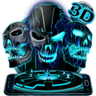 Neon Tech Evil Skull 3D Theme icono