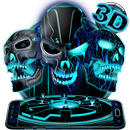 Neon Tech Evil Skull 3D Theme-APK