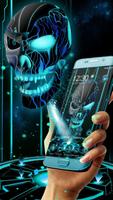 Neon Tech Evil Skull 3D Theme постер