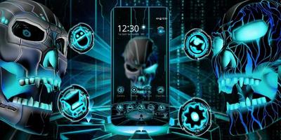 Neon Tech Evil Skull 3D Theme captura de pantalla 3