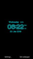 Neon Digital Clock Affiche