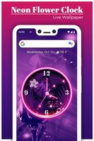 Neon Flower Clock Live Wallpaper syot layar 1