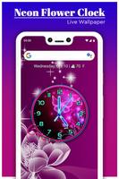 Neon Flower Clock Live Wallpaper syot layar 2