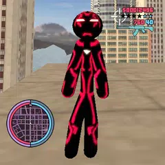 Red Neon Iron Stickman Rope Hero Gangstar Mafia