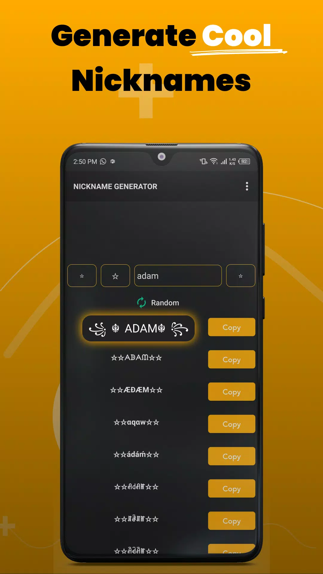 Download do APK de Gerador de Nomes - Nome e Símbolos Criador para Android