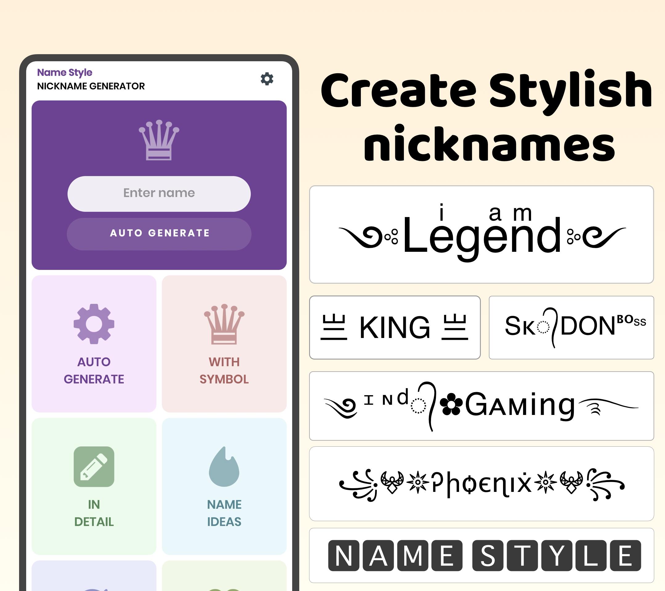 Name Style. Nickname Generator. Generations names. Create stylish nickname. Стиль никнейм