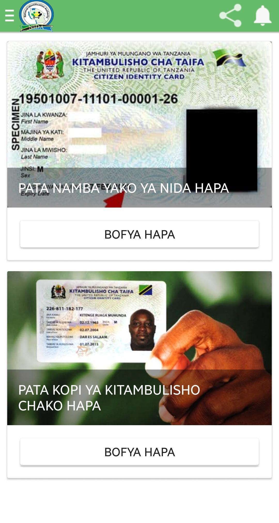 NIDA Tanzania | Kitambulisho cha Taifa APK for Android Download