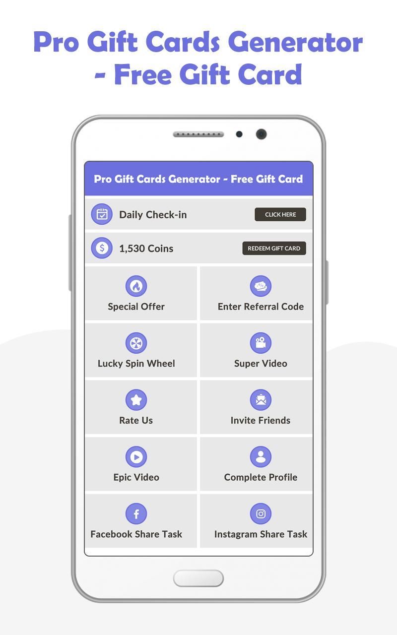Pro Gift Cards Generator Free Gift Card For Android Apk Download - roblox card codes inicio facebook