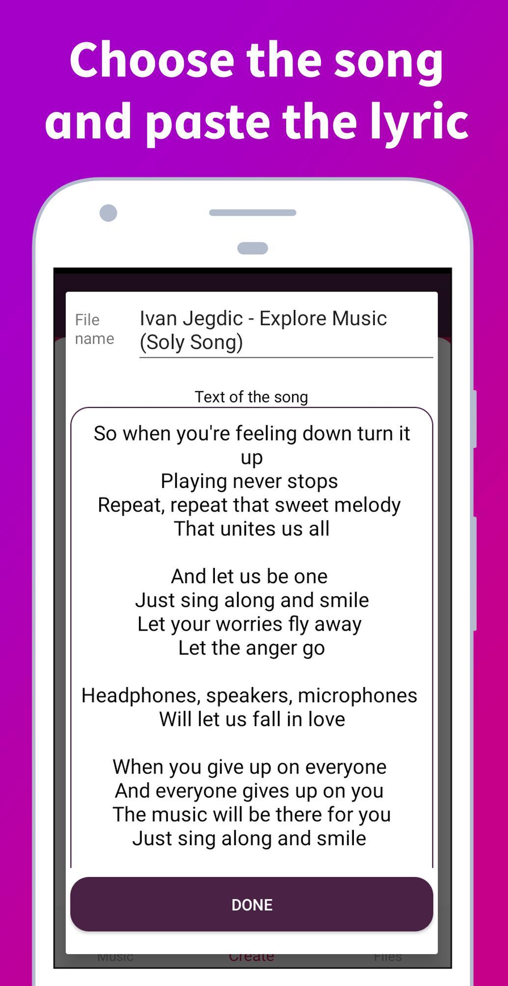 Soly Generateur Paroles Editeur Lecteur Lrc Pour Android Telechargez L Apk