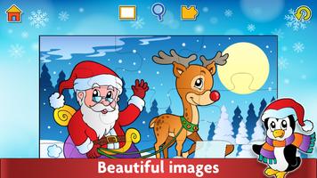 クリスマスの写真を持つ子供のための楽しいジグソーパズルゲーム ポスター