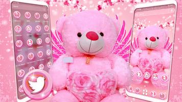Pink Teddy Bear Theme Affiche