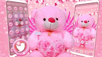 Pink Teddy Bear Theme الملصق