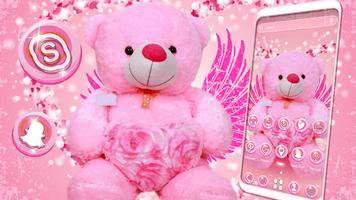 Pink Teddy Bear Theme Ekran Görüntüsü 1