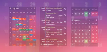 Kalender Widget: Monat/Agenda