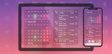 日曆小部件：月份 + 日程