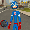 Stickman Capitaine american Rope Hero