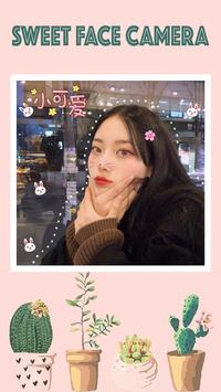 Live selfie photo edit - Sweet face camera 截图 1