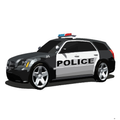manejando un carro de policía 