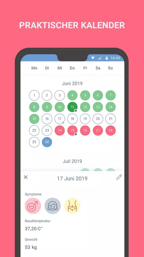 Menstruations-kalender, Perioden, Zyklus, Eisprung für Android - APK  herunterladen