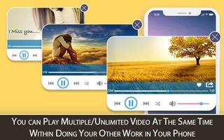 Multiple Video Popup Player -Floating Video Player syot layar 1