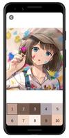 Anime Girl Color By Number Affiche