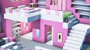 Pink houses for minecraft Affiche