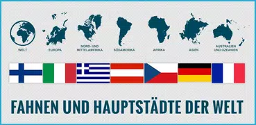 Fahnen und Hauptstädte der Wel