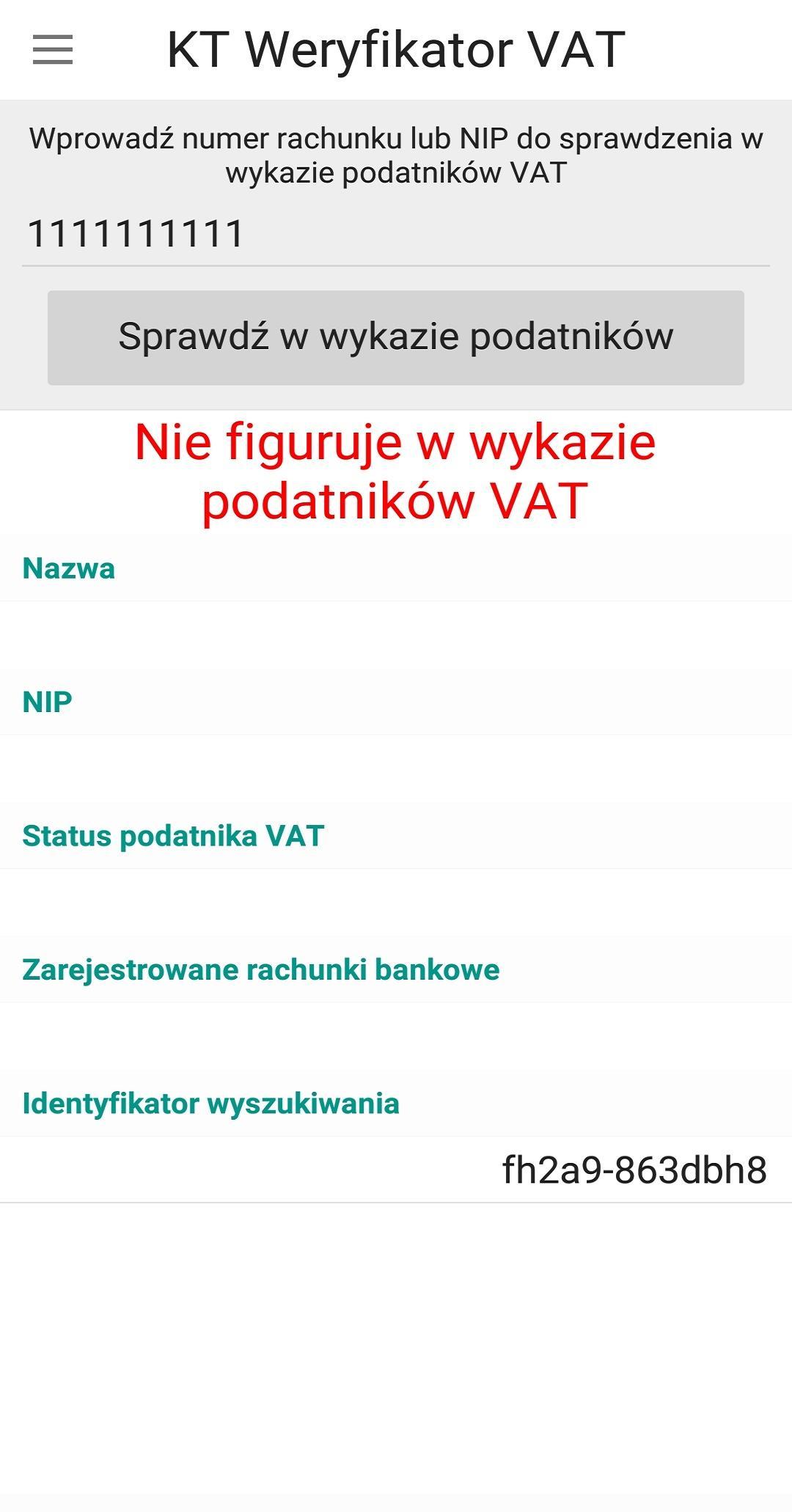 KT Weryfikator - Biała Lista/Wykaz podatników VAT for Android - APK Download