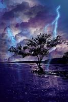 Молния, буря, HD живые обои постер