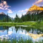 Montagnes, l'eau, les nuages ​ icône