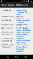 Cricket WorldCup 2015 Schedule Affiche