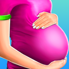 Schwangere Mama-Mädchen-Spiel Zeichen