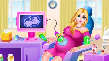 Schwangere Mama-Mädchen-Spiel Plakat