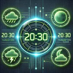 Weather Night Dock with clock Icon