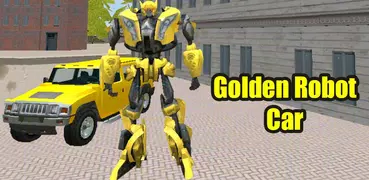 Golden Robot Car Transforme Futuristic Supercar