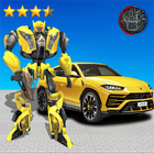 Icona Golden Robot Car Transforme Futuristic Supercar
