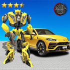 Golden Robot Car Transforme Futuristic Supercar icône