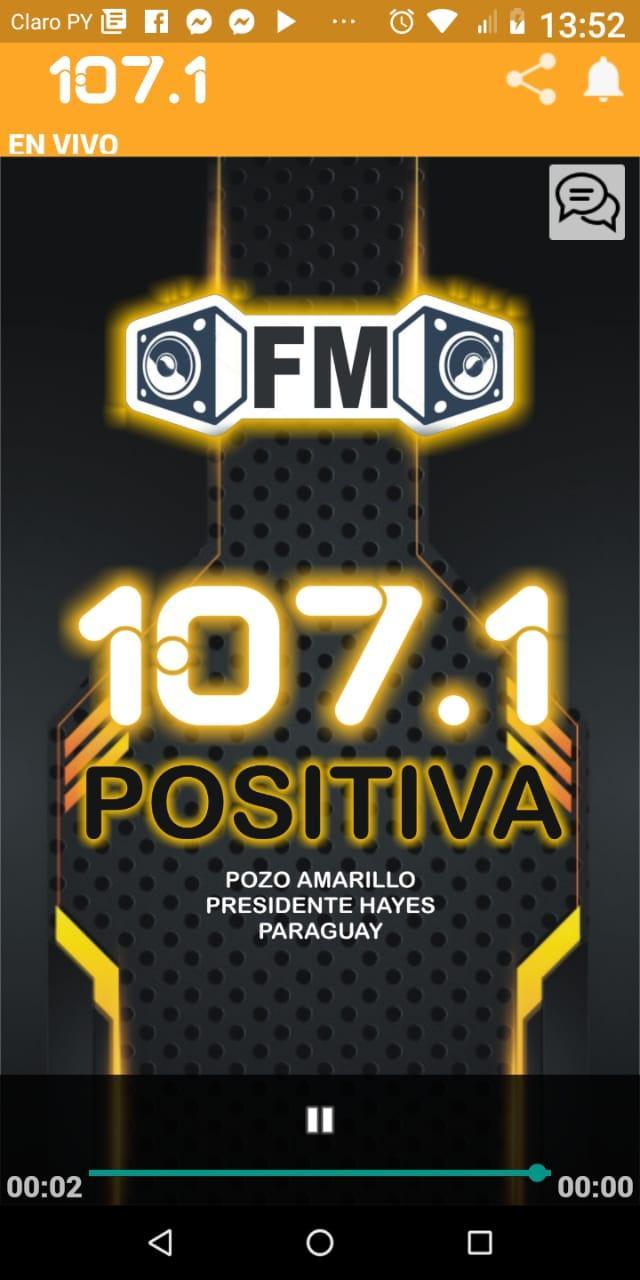 FM 107.1 POSITIVA ( Pozo Amarillo - Ptte. Hayes ) captura de pantalla 1