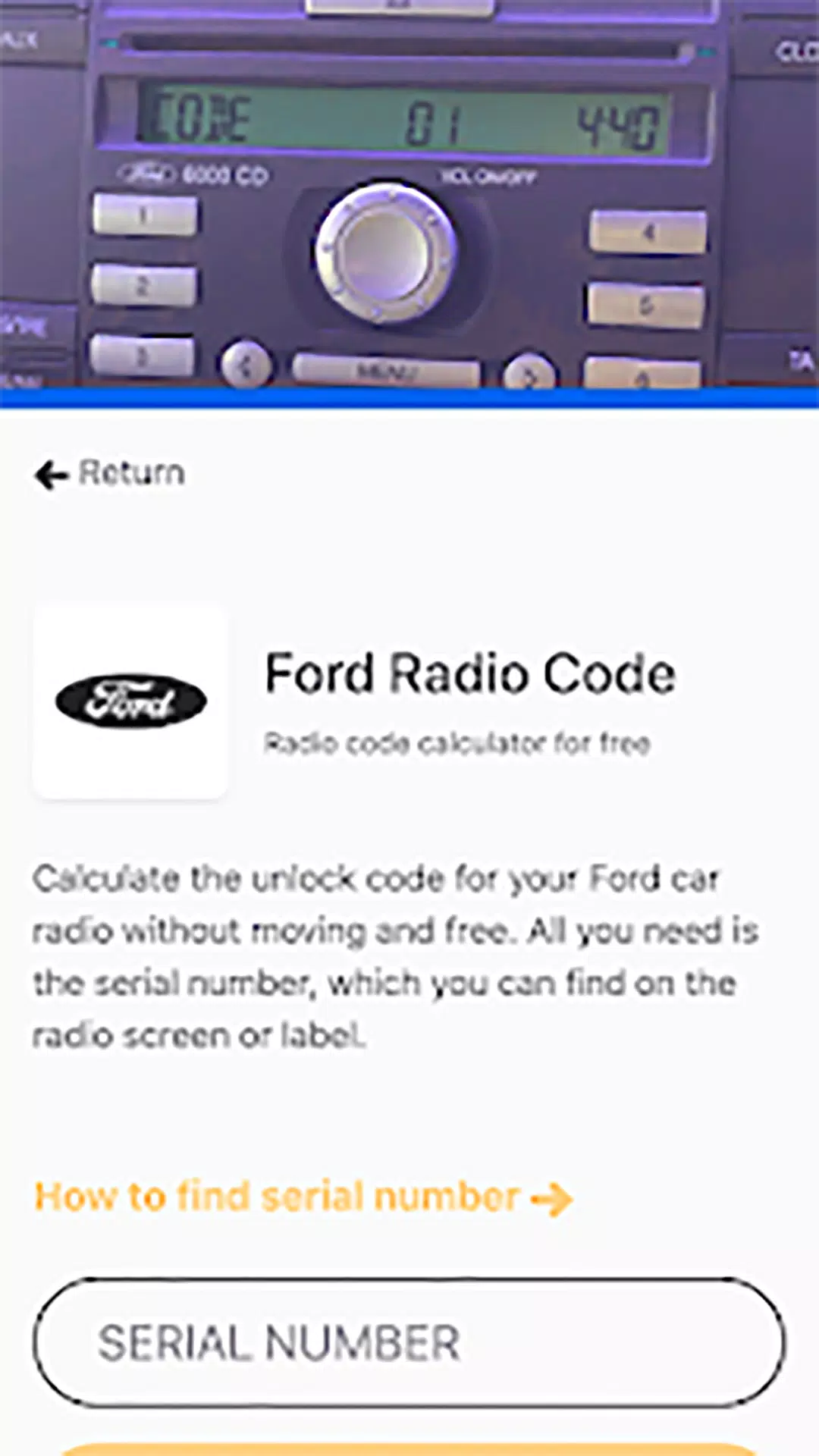 Radio Code ALL Generator - Ford VW Renault Honda APK pour Android  Télécharger
