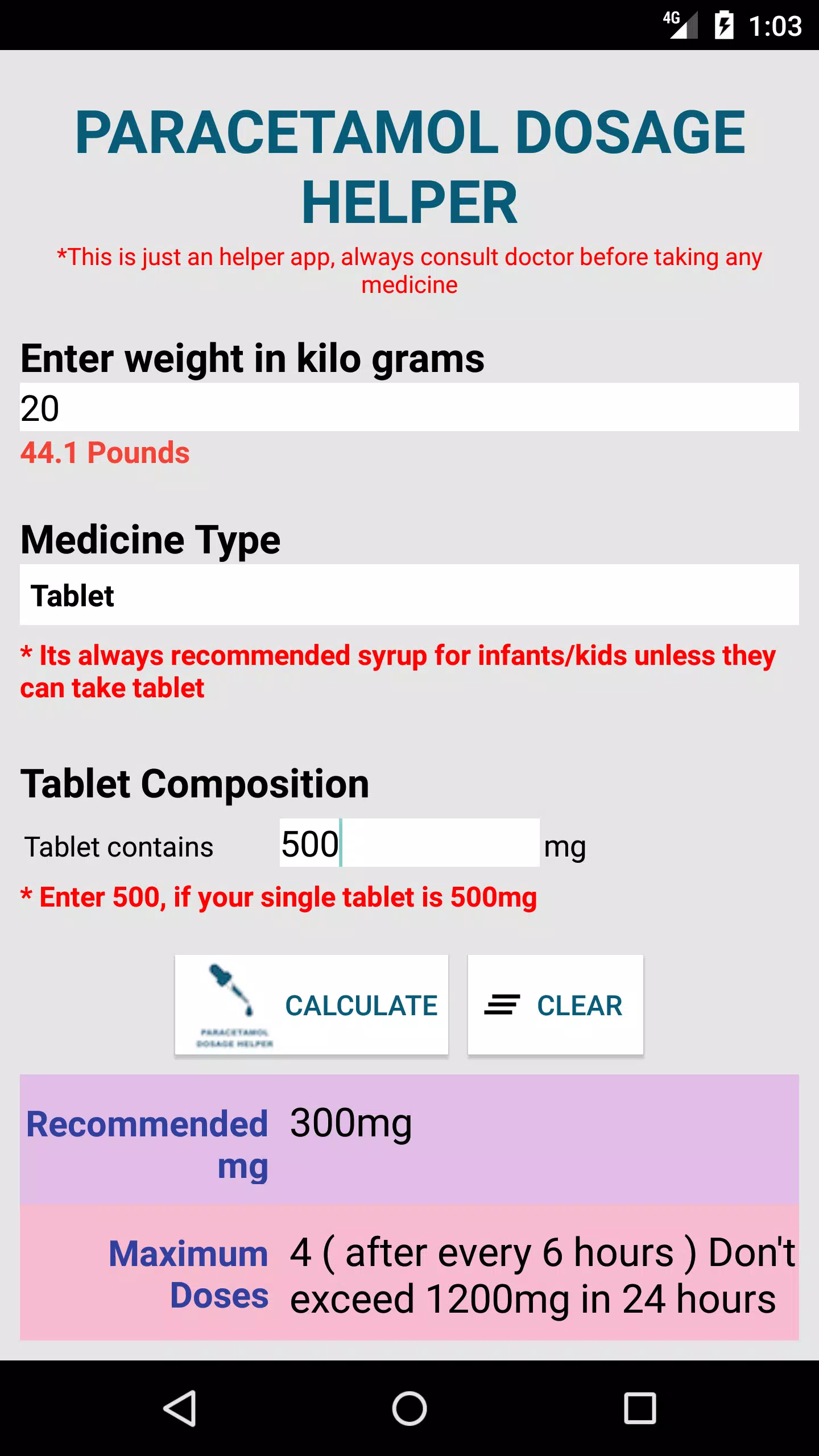 Paracetamol Dosage Calculator APK for Android Download