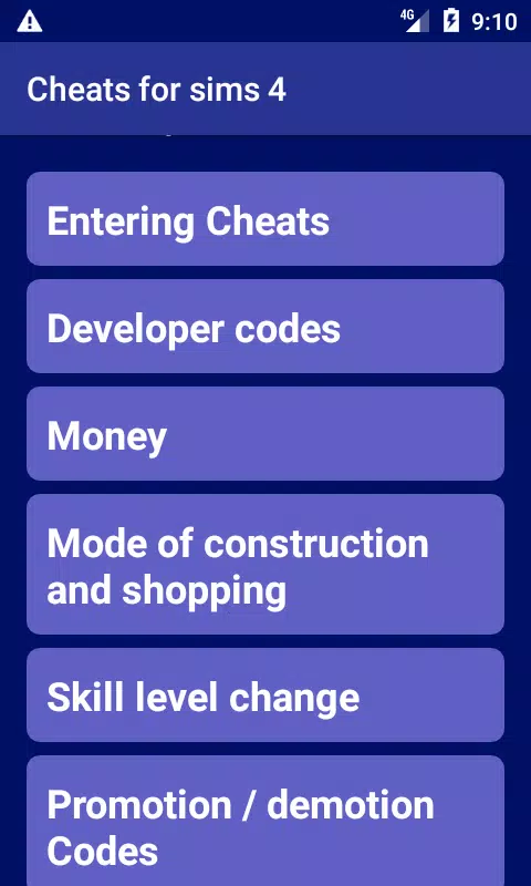 All Sims 4 Cheat Codes APK برای دانلود اندروید