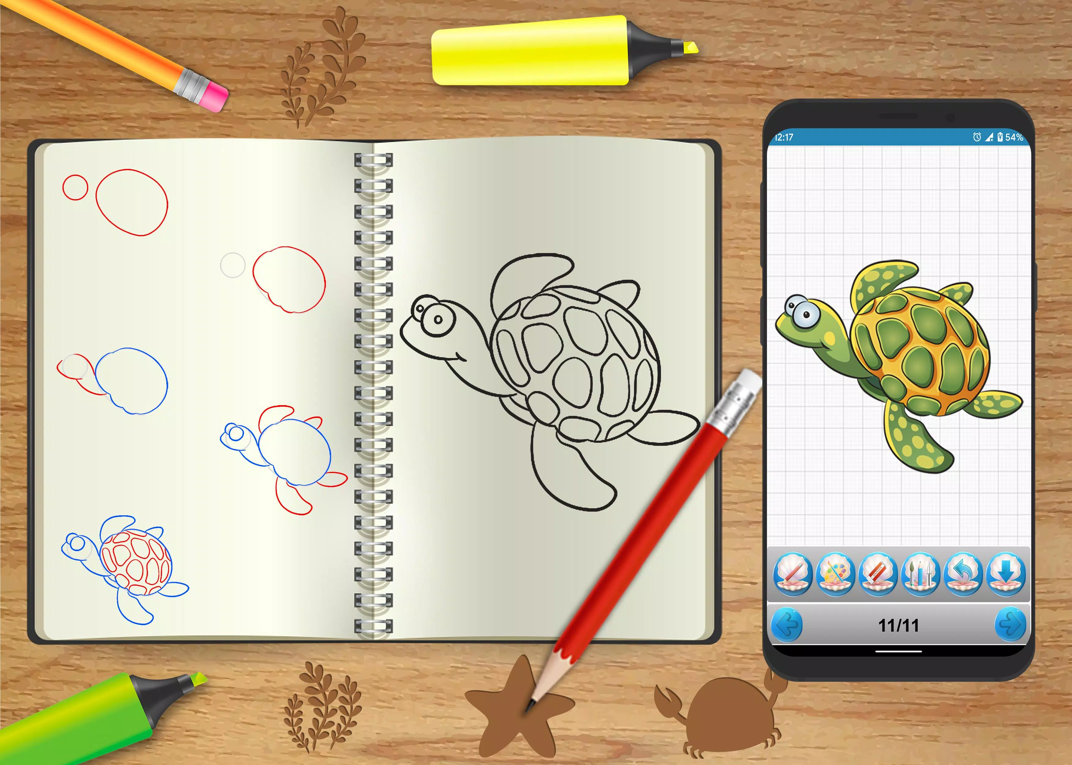 Learn How to draw Cute Sea Animals step by step APK pour Android ...