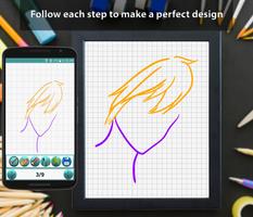 Hairstyle Tutorials: Draw Beautiful Hairstyles capture d'écran 2