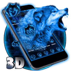 3D Neon Vivid Wolf Theme APK download