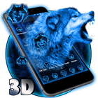 3D Neon Vivid Wolf Theme ikon