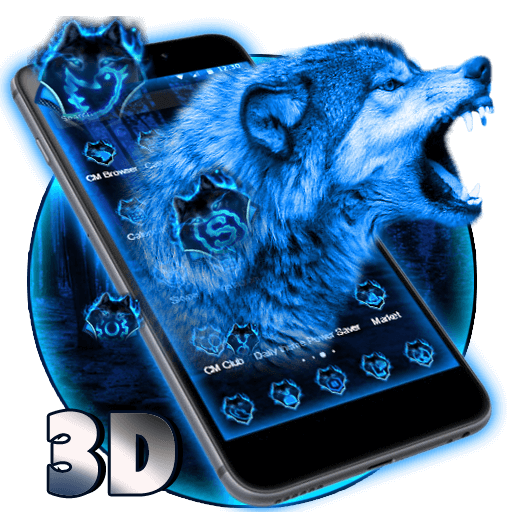 Тема 3D Neon Vivid Wolf